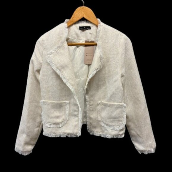 Emery Rose Women’s Ivory Open Front Jacket S Long Sleeve Lightweight Casual‎ NWT - Picture 1 of 10